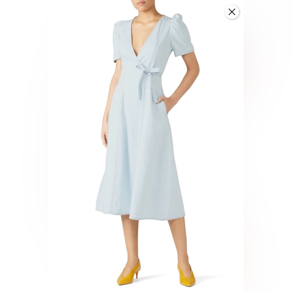 Kate Spade Elegant Light Blue Denim Wrap Dress